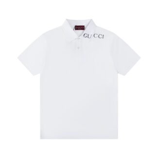 Knit cotton polo shirt with intarsia in white | GUCCI®
