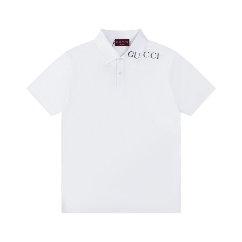 Knit cotton polo shirt with intarsia in white | GUCCI®