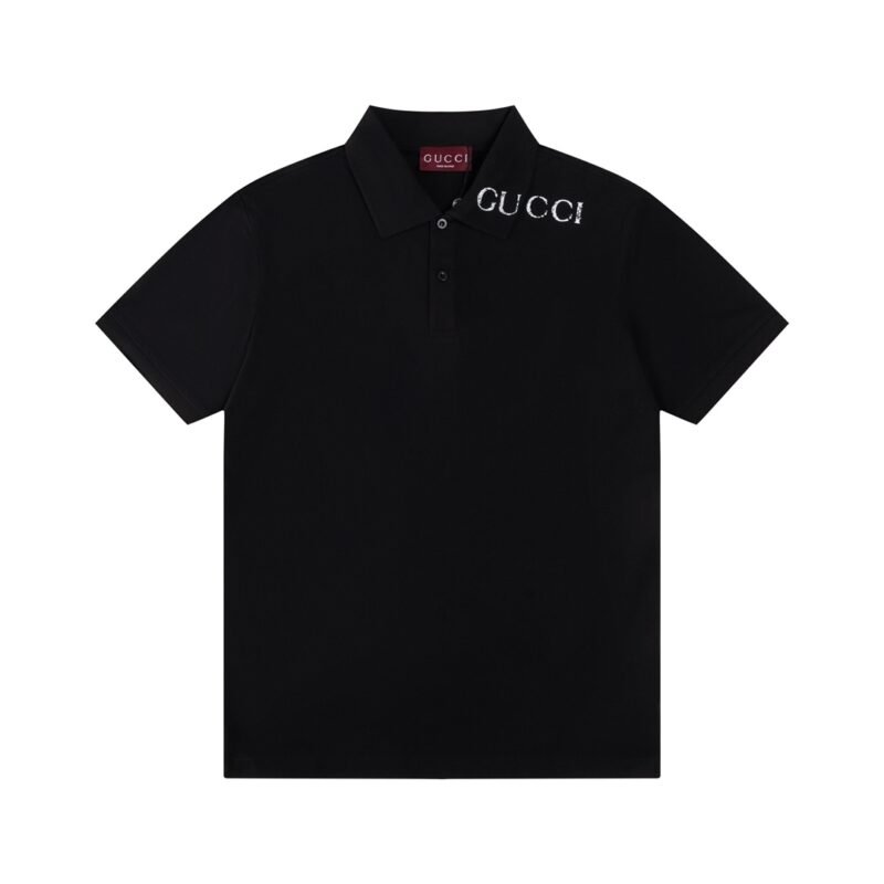 Knit cotton polo shirt with intarsia in white | GUCCI®