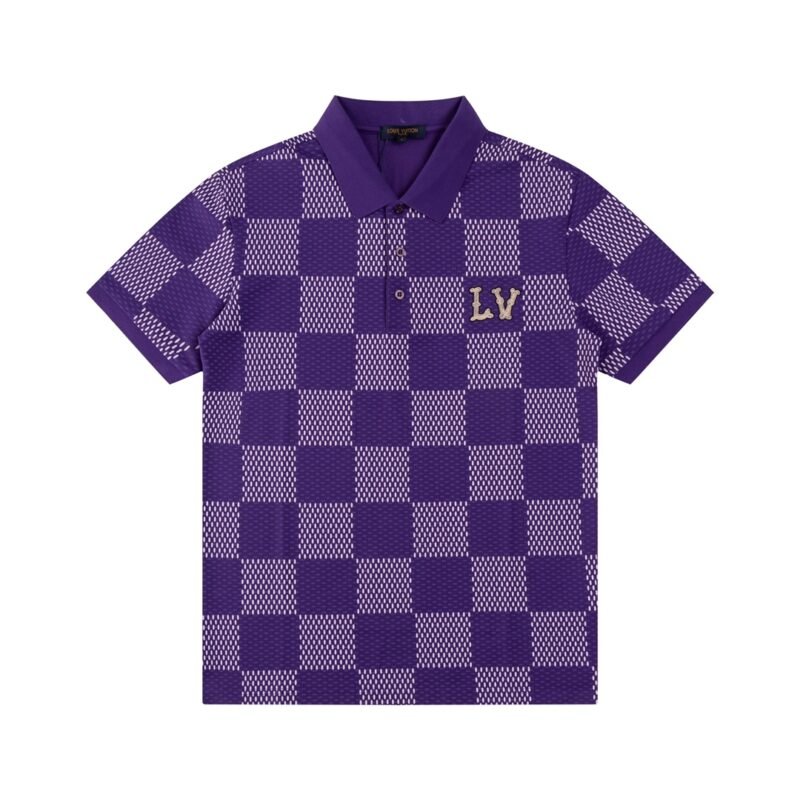 Louis Vuitton Damier Gradient Printed Silk Polo Shirt