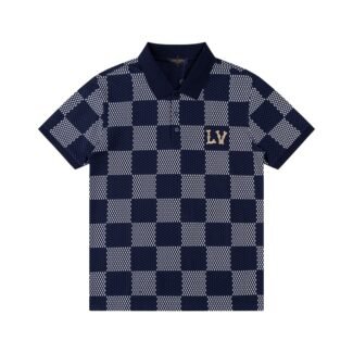Louis Vuitton Damier Gradient Printed Silk Polo Shirt