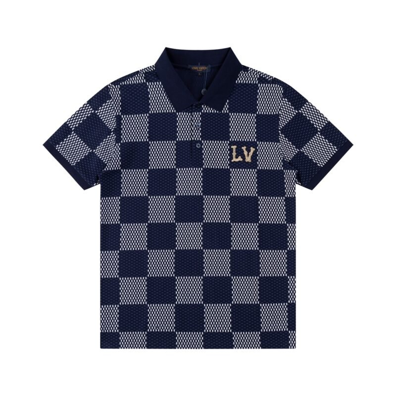 Louis Vuitton Damier Gradient Printed Silk Polo Shirt