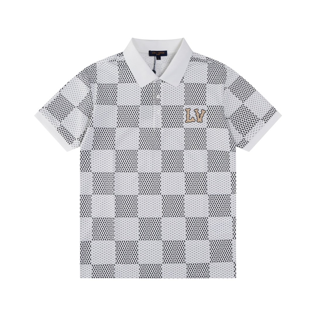 Louis Vuitton Damier Gradient Printed Silk Polo Shirt