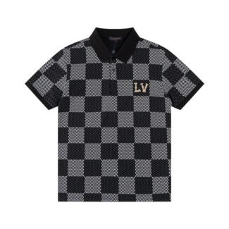 Louis Vuitton Damier Gradient Printed Silk Polo Shirt