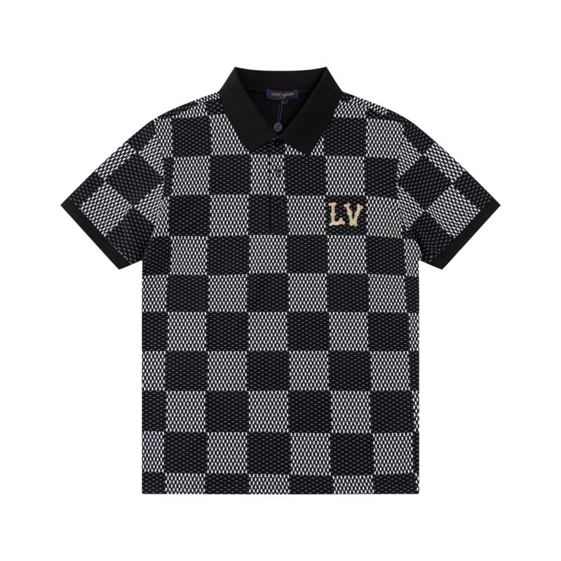 Louis Vuitton Damier Gradient Printed Silk Polo Shirt
