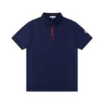 Moncler Tricolor Trim Cotton Piquet Polo Shirt
