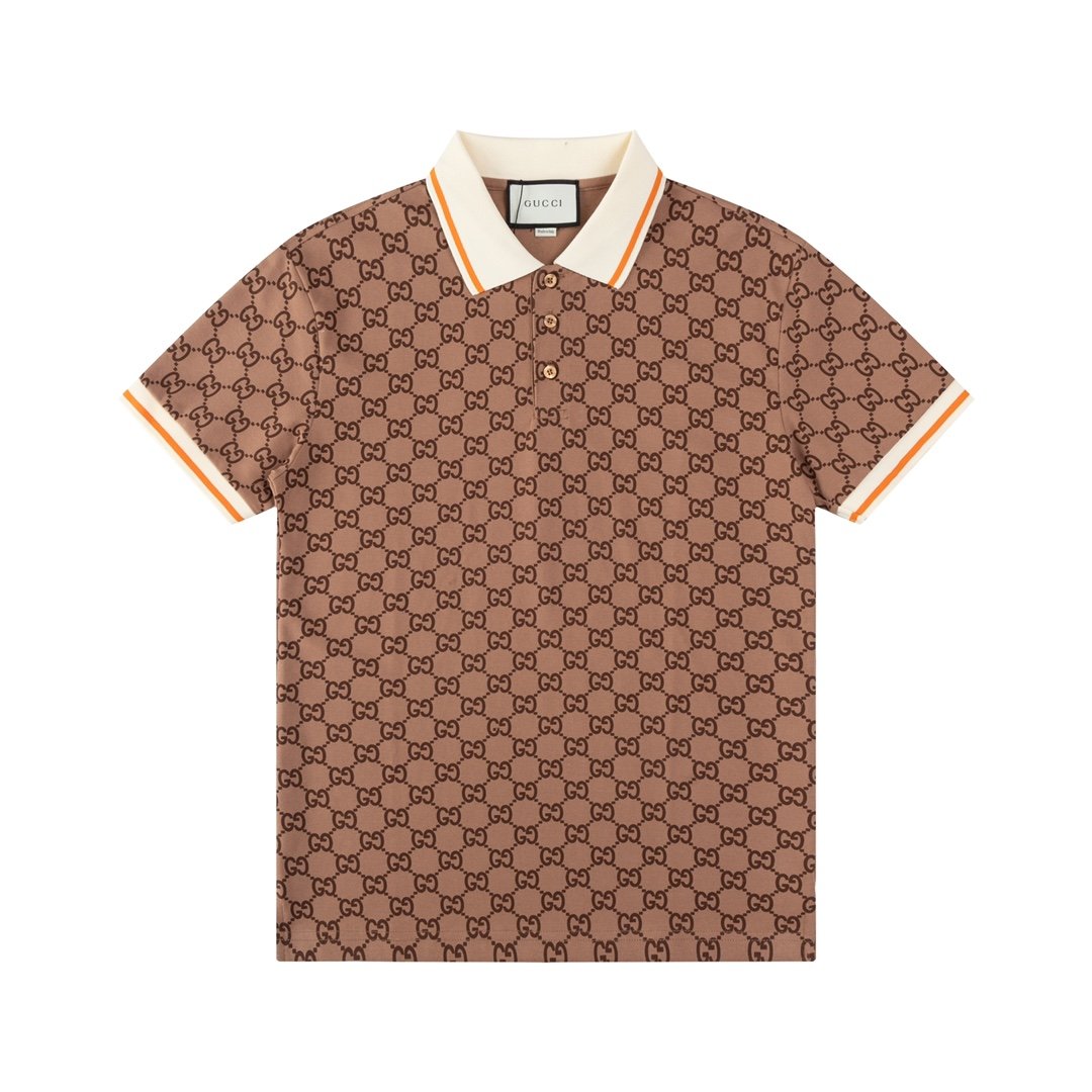 GUCCI Piquet Jacquard Logo Motif Polo Shirt