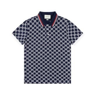 GUCCI Piquet Jacquard Logo Motif Polo Shirt