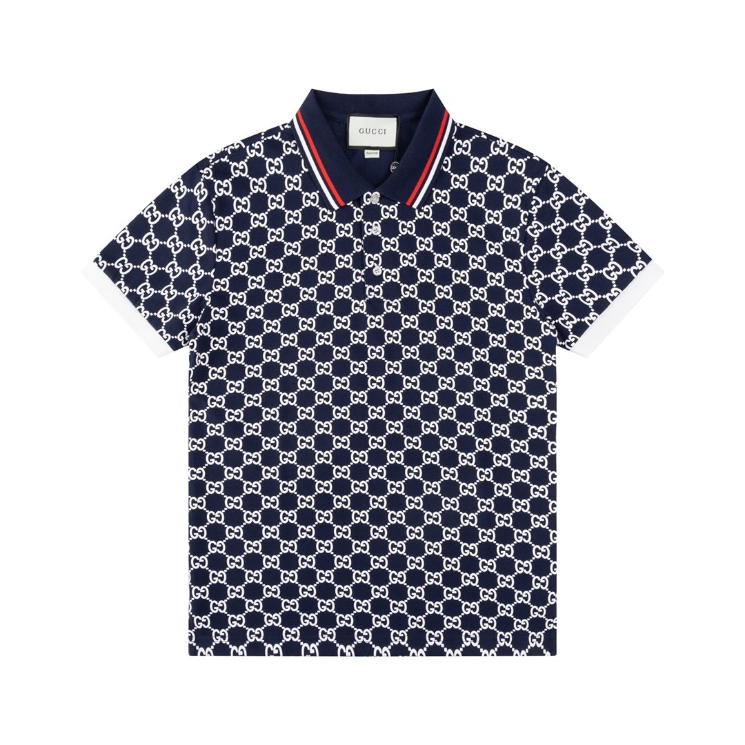 GUCCI Piquet Jacquard Logo Motif Polo Shirt