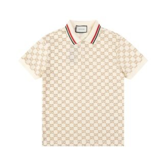 GUCCI Piquet Jacquard Logo Motif Polo Shirt