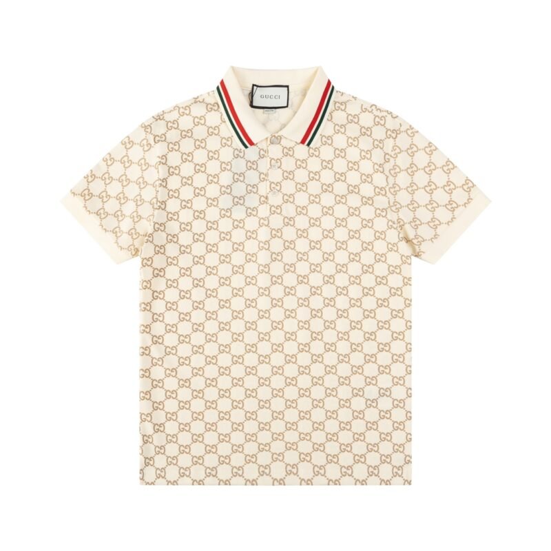 GUCCI Piquet Jacquard Logo Motif Polo Shirt