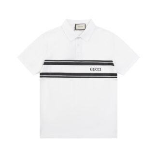 Wool cashmere polo shirt in navy and white | GUCCI®