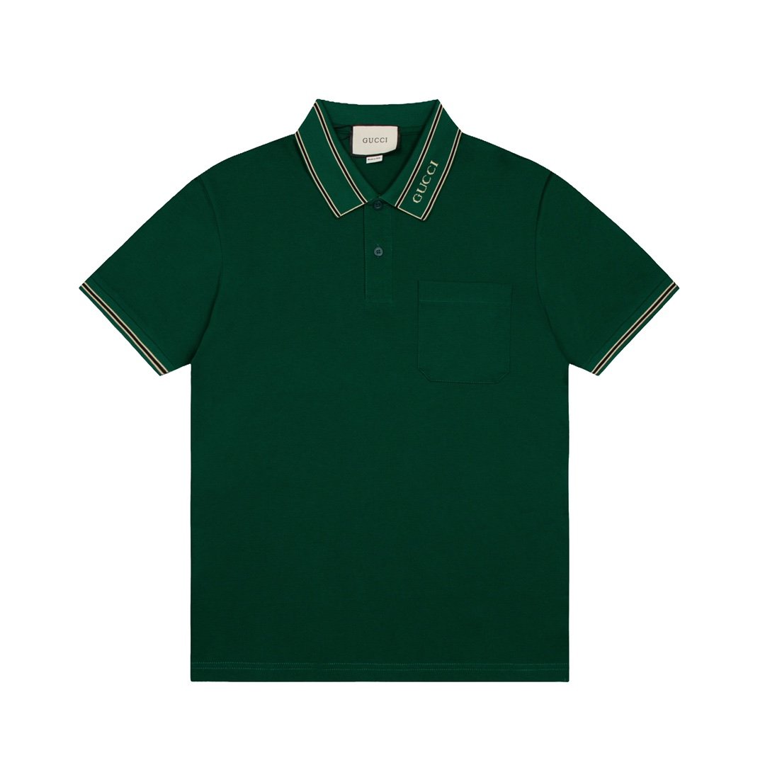 13391675657632850 GUCCI Logo-Embroidered Stretch-Cotton Piqué Polo Shirt