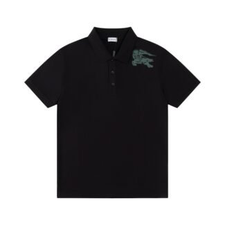 Burberry Men's Black Embroidered Dragon Polo Shirt