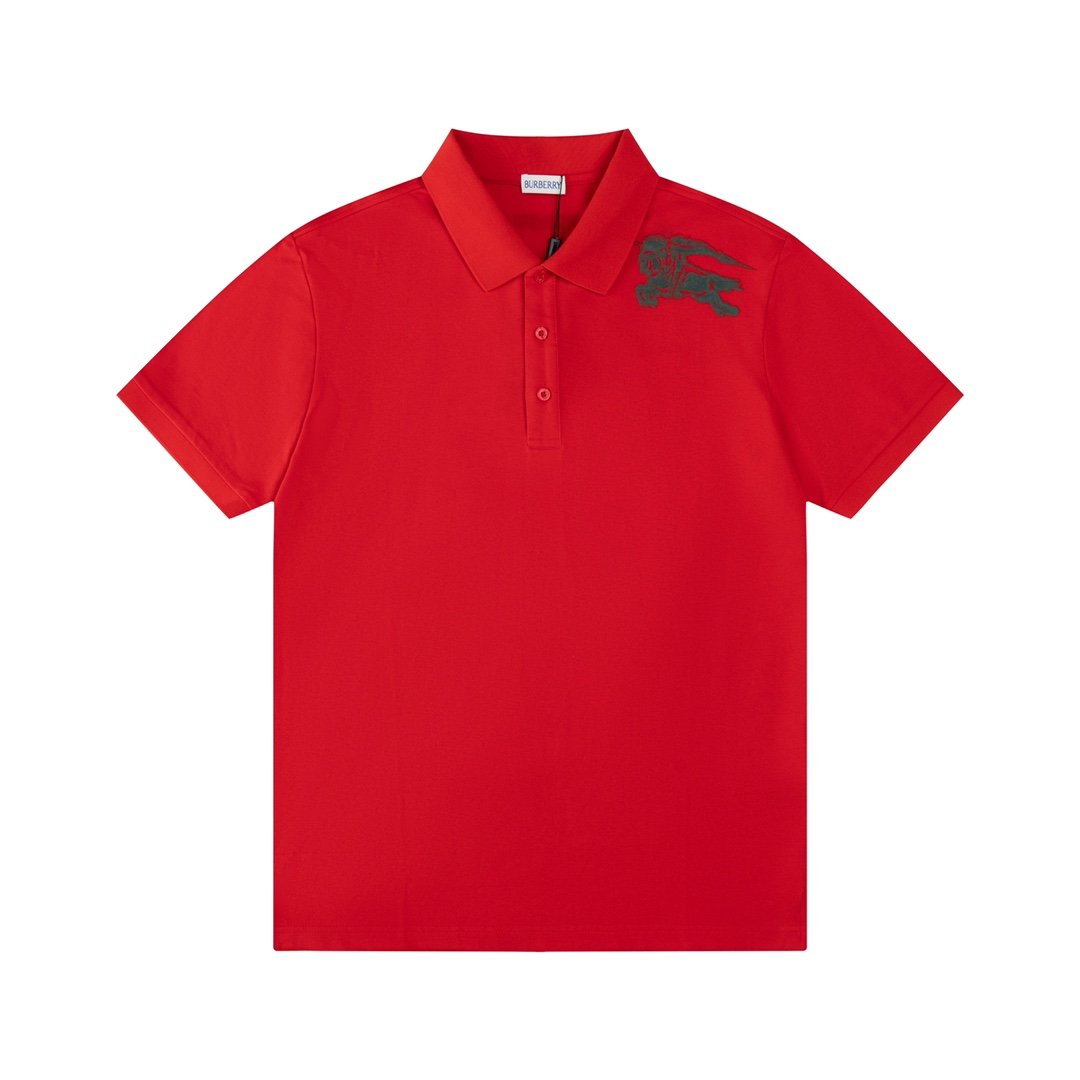 Burberry Men's Black Embroidered Dragon Polo Shirt