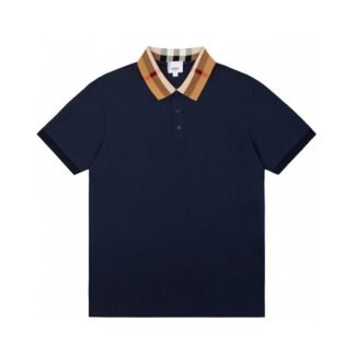 Check Collar Cotton Polo Shirt in Loch - Men | Burberry®