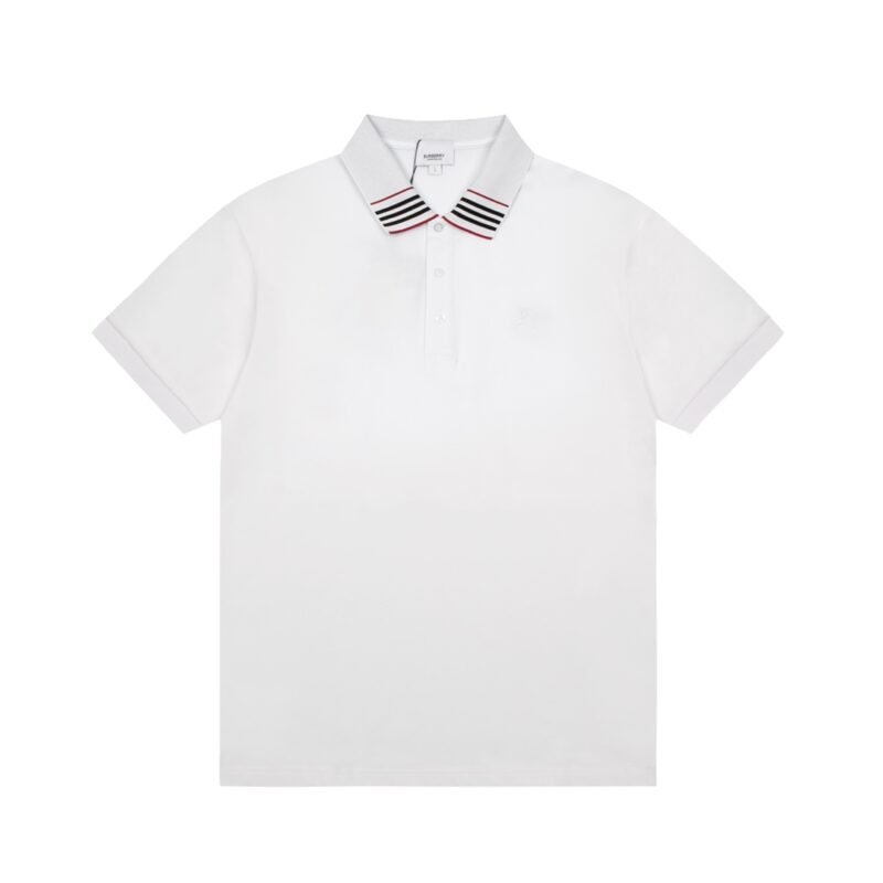 Burberry Icon Stripe Collar Cotton Piqué Polo Shirt