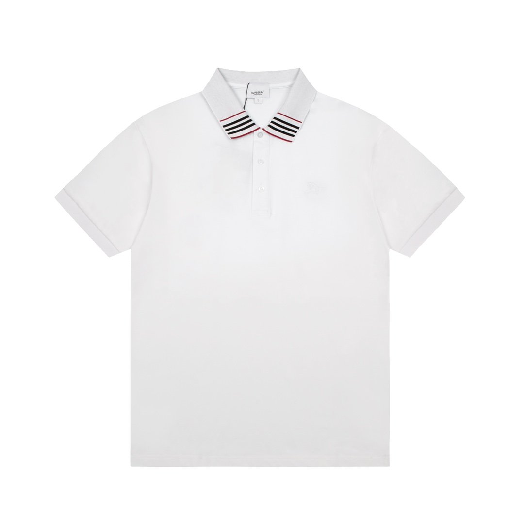 Burberry Icon Stripe Collar Cotton Piqué Polo Shirt