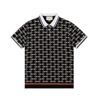 Gucci Horsebit Print Cotton Polo Shirt