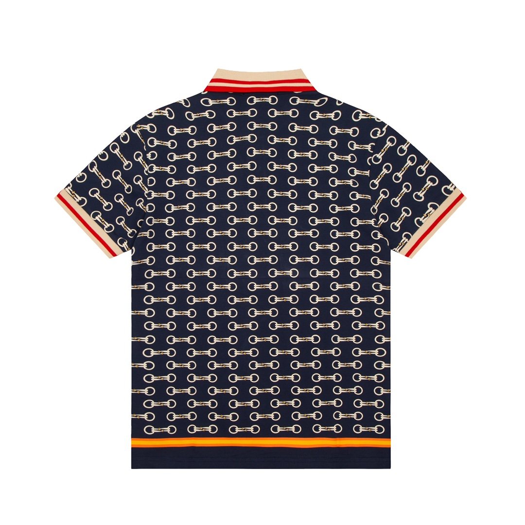 Gucci Horsebit Print Cotton Polo Shirt
