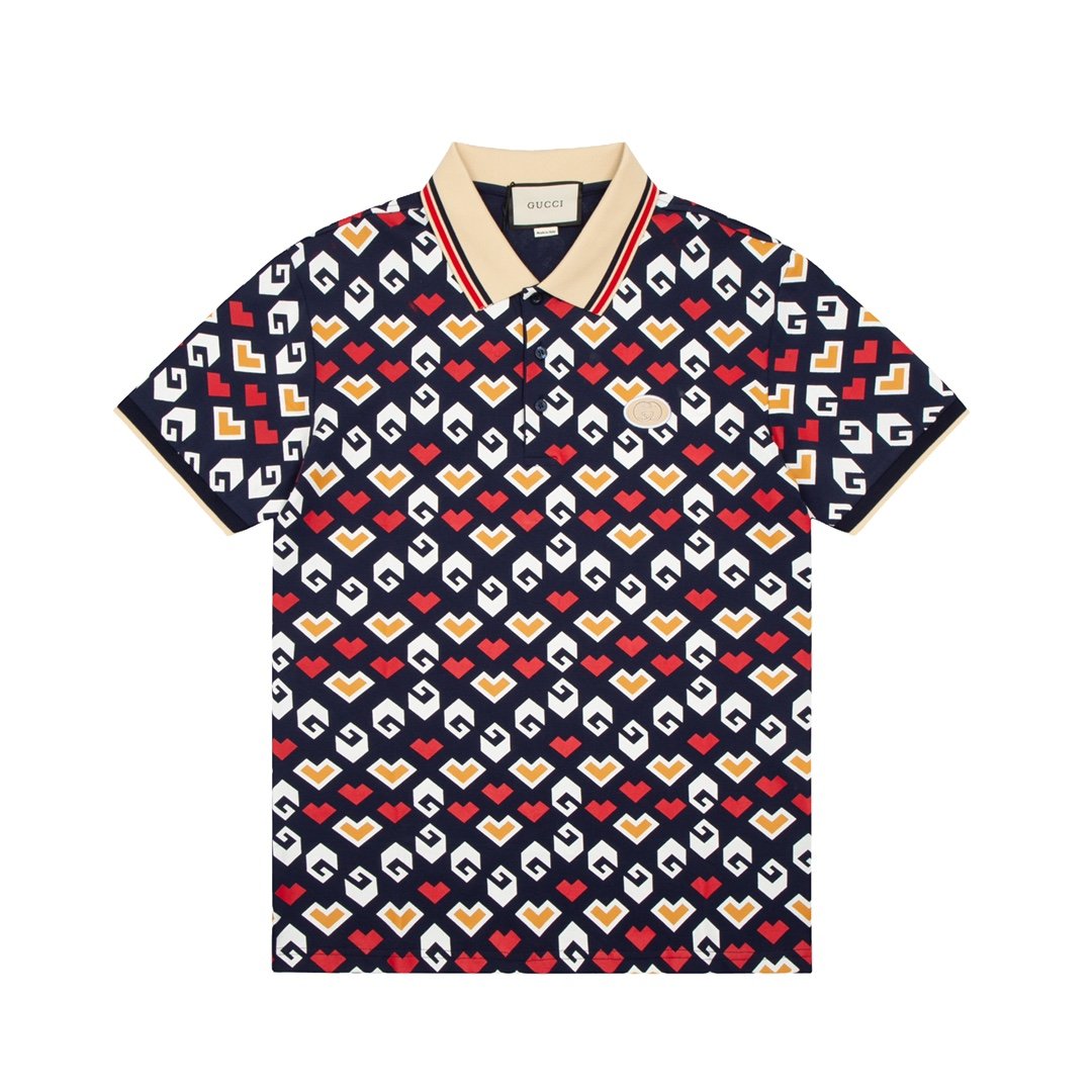 Gucci Horsebit Print Cotton Polo Shirt
