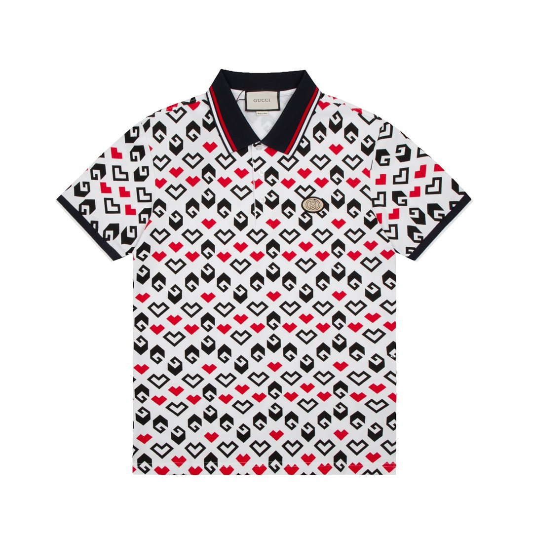 Gucci Horsebit Print Cotton Polo Shirt