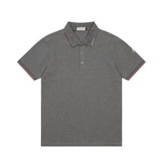 Moncler Men's Embroidered Badge Striped Short Sleeve Polo Shirt