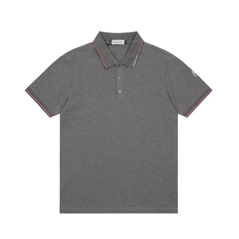 Moncler Men's Embroidered Badge Striped Short Sleeve Polo Shirt