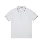 Moncler Men's Embroidered Badge Striped Short Sleeve Polo Shirt