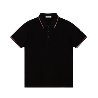 Moncler Men's Embroidered Badge Striped Short Sleeve Polo Shirt