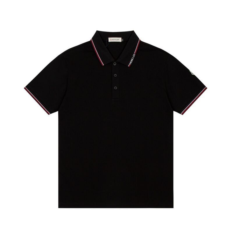 Moncler Men's Embroidered Badge Striped Short Sleeve Polo Shirt