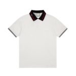 Cotton piquet polo with Web collar in ivory | GUCC