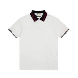 Cotton piquet polo with Web collar in ivory | GUCC
