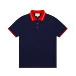 Cotton piquet polo with Web collar in ivory | GUCCI