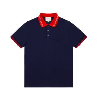Cotton piquet polo with Web collar in ivory | GUCCI