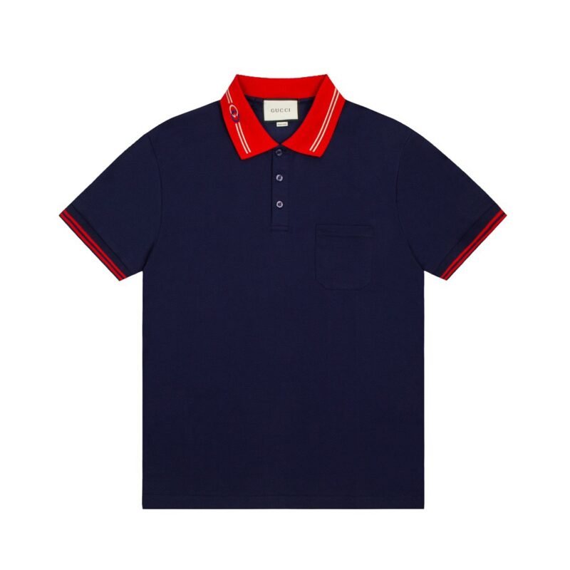 Cotton piquet polo with Web collar in ivory | GUCCI