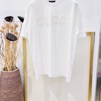 Gucci 2025FW Early Spring Wool 3D Embroidered Short Sleeve T-shirt