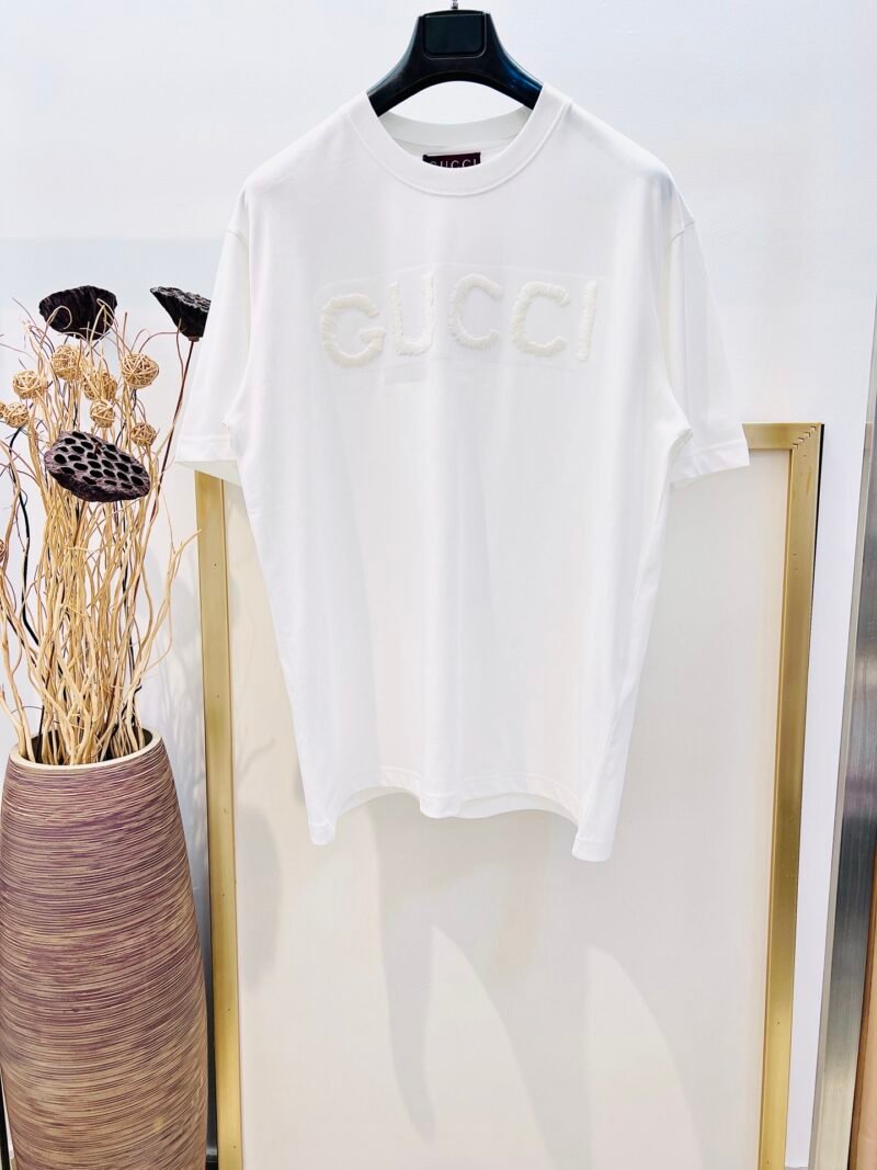Gucci 2025FW Early Spring Wool 3D Embroidered Short Sleeve T-shirt