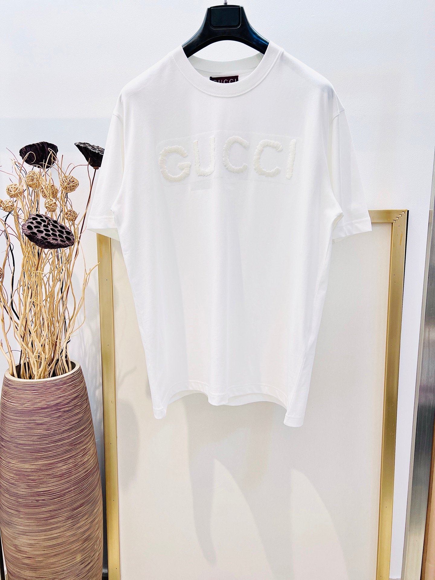 13391766062606697 Gucci 2025FW Early Spring Wool 3D Embroidered Short Sleeve T-shirt