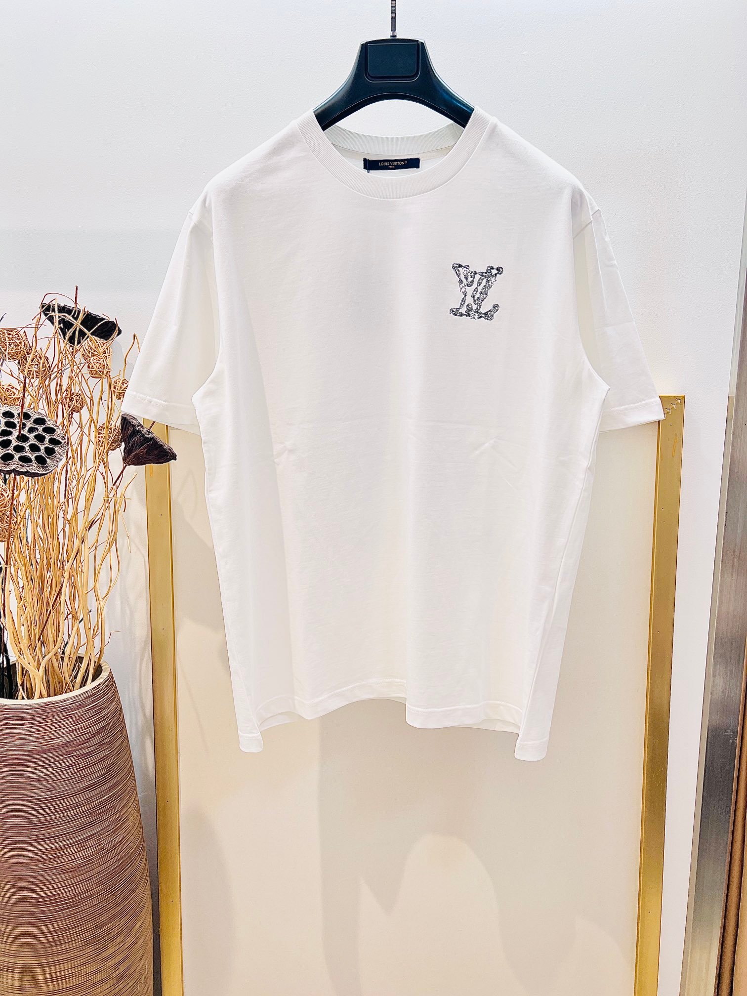Louis Vuitton ink sketch logo embroidered short sleeve T-shirt
