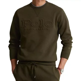 New Polo Ralph Lauren Logo Men's Double-Knit Sweatshirt S Olive "defects" JL1023